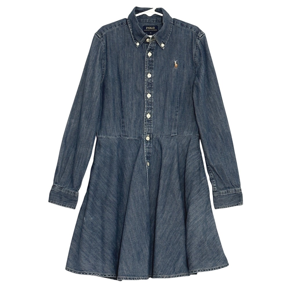 Polo Ralph Lauren Girls Dress 10 Denim Classic Cowgirl Country Western Preppy